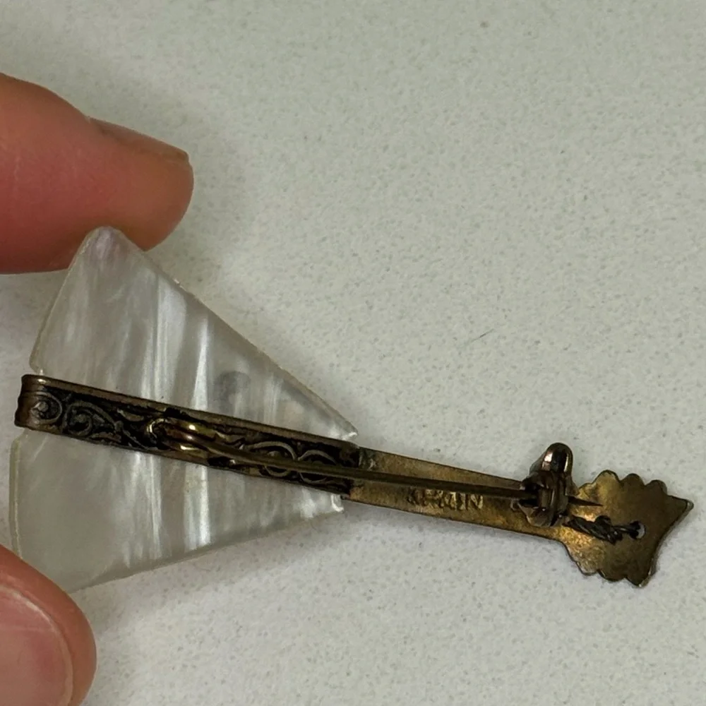 Vintage Spain Signed Intricate Guitar Brooch